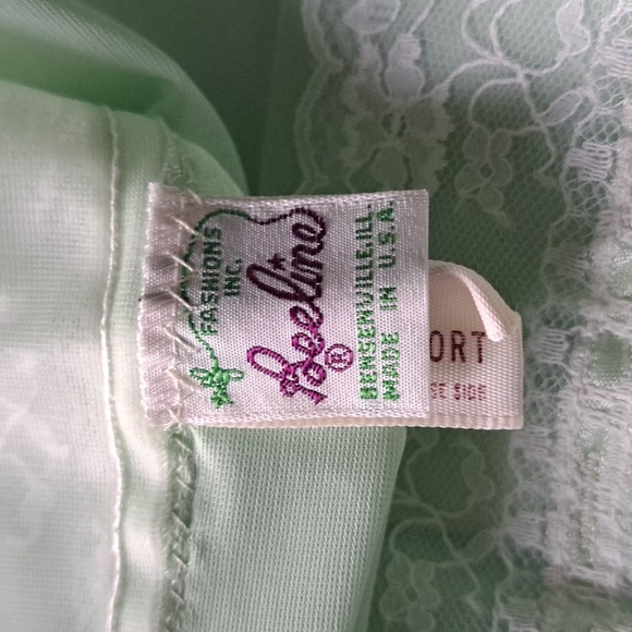 VTG BEELINE USA mint green full slip NYLON lace 36 Short coastal glam *Flaw* - Picture 11 of 11